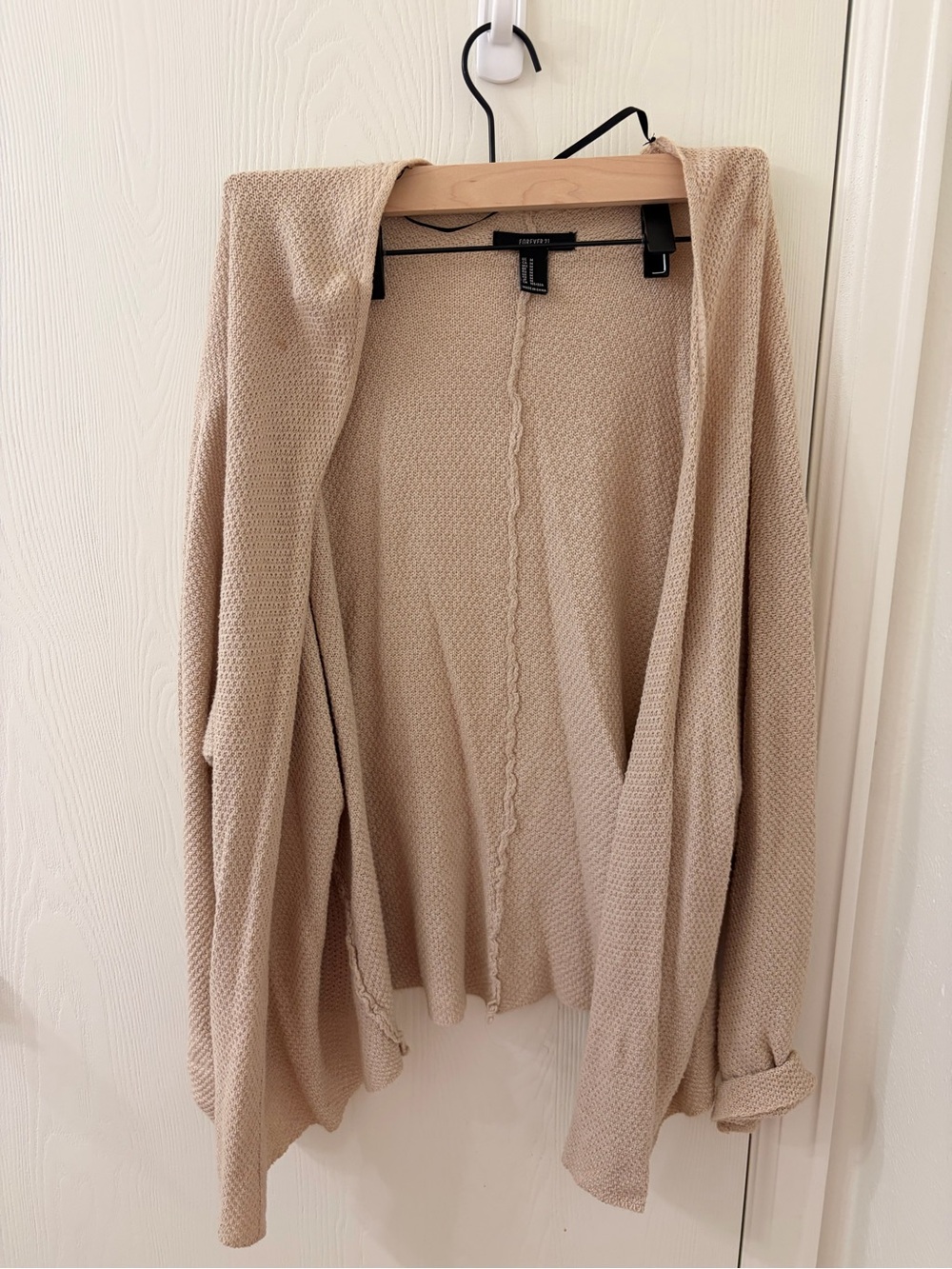 Forever 21 Light Beige Open-Front Knit Cardigan